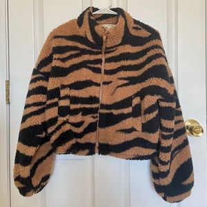 XS Express Tiger Print Sherpa Full Zip Jacket